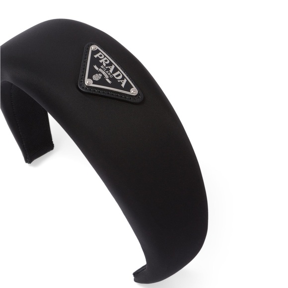 Prada: Re-Nylon Logo 2021 Black Oversized Puffy Headband (NWT) - Picture 10 of 16